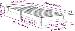 vidaXL Stelaż łóżkowy z przechowywaniem Biały 90 x 220 cm drewno 10
