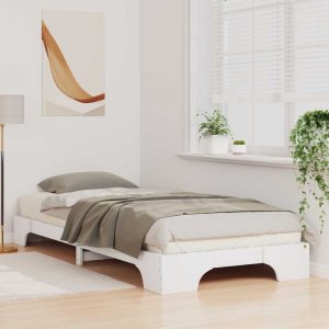 vidaXL Stelaż łóżkowy z przechowywaniem Biały 100 x 210 cm drewno 5