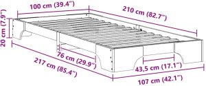 vidaXL Stelaż łóżkowy z przechowywaniem Biały 100 x 210 cm drewno 10