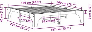 vidaXL Stelaż łóżkowy Brązowy 180 x 200 cm Lite drewno sosnowe 10