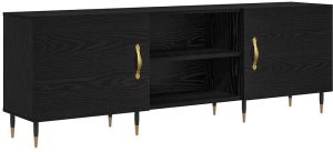 vidaXL Szafka pod telewizor z półką Czarny dąb 150 x 30 x 50 cm 2