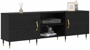 vidaXL Szafka pod telewizor z półką Czarny dąb 150 x 30 x 50 cm 3