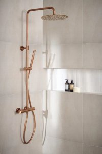 KFA deszczownia z baterią termostatyczną Moza Premium, miedź szczotkowana PVD 5736-920-34 5