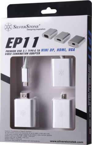 Adapter USB SilverStone Brak USB-C - HDMI USB-C - VGA USB-C - DisplayPort Mini Srebrny  (SST-EP11S) 18