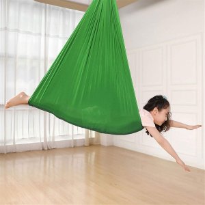 HUŚTAWKA SENSORYCZNA TERAPEUTYCZNA DLA DZIECI HAMAK 280x150cm 100kg Zielona 4