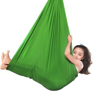 HUŚTAWKA SENSORYCZNA TERAPEUTYCZNA DLA DZIECI HAMAK 280x150cm 100kg Zielona 5