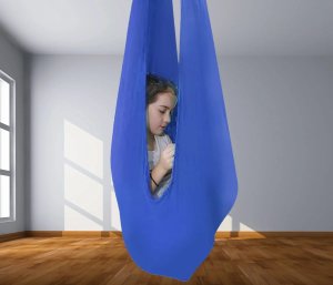 HUŚTAWKA SENSORYCZNA TERAPEUTYCZNA DLA DZIECI HAMAK 280x150cm 100kg Granatowy 2