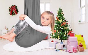 HUŚTAWKA SENSORYCZNA TERAPEUTYCZNA DLA DZIECI HAMAK 280x150cm 100kg Szara 11