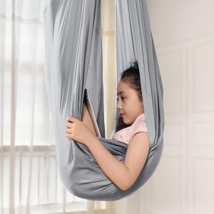 HUŚTAWKA SENSORYCZNA TERAPEUTYCZNA DLA DZIECI HAMAK 280x150cm 100kg Szara 3