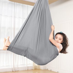 HUŚTAWKA SENSORYCZNA TERAPEUTYCZNA DLA DZIECI HAMAK 280x150cm 100kg Szara 4