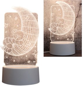 Lampka LED 3D Miś na księżycu na prezent 3
