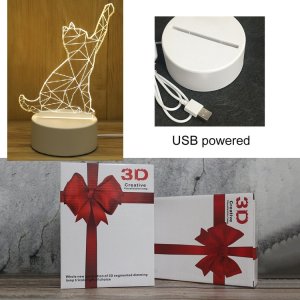 Lampka LED 3D Kot na prezent 3