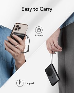 VEGER powerbank 10000 mAh z ładowaniem indukcyjnym kompatybilny z MagSafe PD QC3.0 2A 20W MagOn (VP1151 / W1151) czarny 13