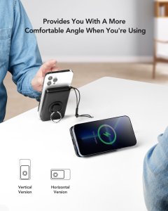 VEGER powerbank 10000 mAh z ładowaniem indukcyjnym kompatybilny z MagSafe PD QC3.0 2A 20W MagOn (VP1151 / W1151) czarny 14