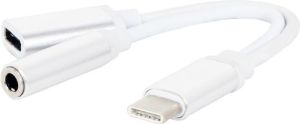 Adapter USB Gembird USB-C - Audio Jack 3.5mm + USB-C Biały (CCA-UC3.5F-02-W) 1