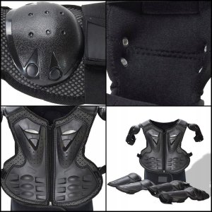 Zbroja Ochronna Dla Dzieci 5-13 Lat Czarna Na Rower Deskorolkę Hulajnogę 6