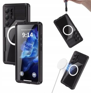 Alogy Etui wodoodporne MagSafe czarne do Samsung Galaxy S25 Ultra IP68 7