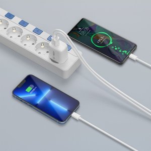 TECH-PROTECT NCA30 2-PORT NETWORK CHARGER PD 30W / QC3.0 + TYPE-C CABLE WHITE 10