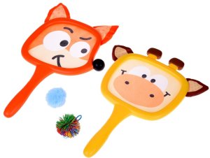 Kolorowe rakietki w kształcie zwierząt +2 piłeczki dla najmłodszych ZA5605 EDUKAMP 2