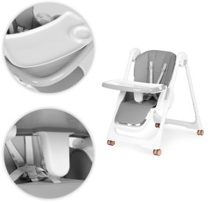 Krzesełko fotelik do karmienia regulacja wysokości ekoskóra pasy podwójna tacka ECOTOYS EDUKAMP 5