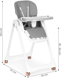 Krzesełko fotelik do karmienia regulacja wysokości ekoskóra pasy podwójna tacka ECOTOYS EDUKAMP 9