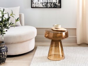 Stolik pomocniczy szklany złoty brąz LAGUNA 2