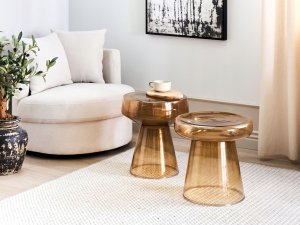 Stolik pomocniczy szklany złoty brąz LAGUNA 4