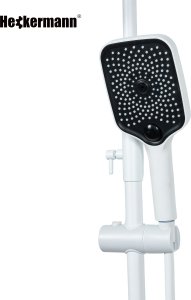 Biały zestaw prysznicowy Heckermann LS06 kolumna natryskowa z baterią termostat deszczownica 4w1 15