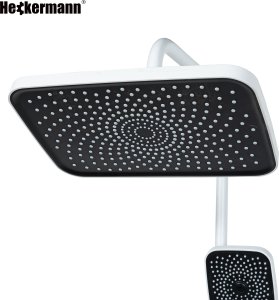 Biały zestaw prysznicowy Heckermann LS06 kolumna natryskowa z baterią termostat deszczownica 4w1 16