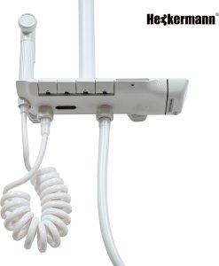 Biały zestaw prysznicowy Heckermann LS06 kolumna natryskowa z baterią termostat deszczownica 4w1 9