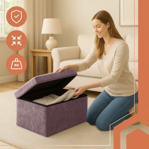 Pufa welurowa szara 76x38x38cm Ruhhy 26130 13