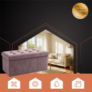 Pufa welurowa szara 76x38x38cm Ruhhy 26130 6