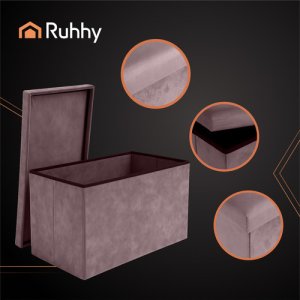 Pufa welurowa szara 76x38x38cm Ruhhy 26130 7