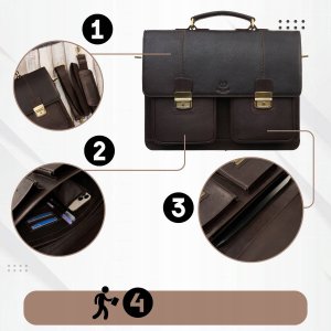 Teczka męska na dokumenty skórzana aktówka podróżna Paolo Peruzzi AY-03-BR 3