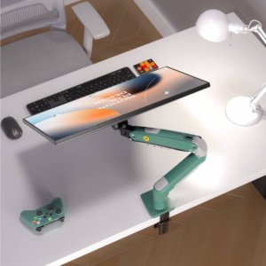 F80-XK Olive Green Solidny Ergonomiczny Uchwyt do Monitora 17'-30' Regulacja 3D VESA PIVOT 2