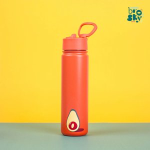 Brosky O. Ceglasta metalowa butelka na wodę ze słomką 680 ml 3