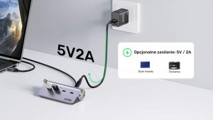 HUB USB Unitek Hub alumininiowy USB-A/USB-C z 4 portami 5Gbps 3