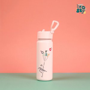 Berretti Brosky O. Różowy bidon na wodę ze słomką 550 ml 3