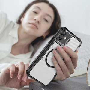 Etui do iPhone 12 |do MagSafe, Czarne Matowe, Trwałe, Wzmacniane| + Szkło 10