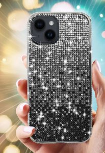 Etui do iPhone 13 | 14 silikonowe BROKAT DIAMOND Szkło ochronne na ekran 9H 2