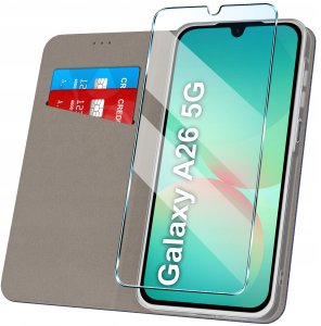 krainaGSM Etui z klapką do Samsung A26 5G Zamykane Granatowe Futerał + Szkło 9H 2