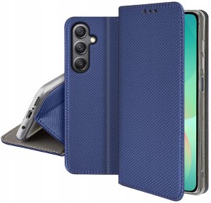krainaGSM Etui z klapką do Samsung A26 5G Zamykane Granatowe Futerał + Szkło 9H 5