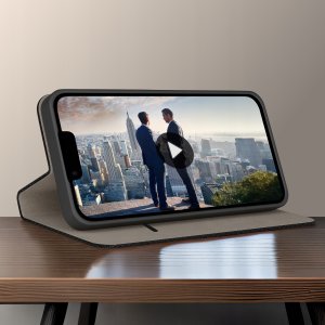 Etui z klapką do iPhone 14 Zamykane Czarne Futerał + Szkło 9H 3