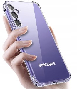 krainaGSM ZESTAW Etui do Samsung A25 5G ANTI-SHOCK CLEAR WZMACNIANE + 3 SZTUKI SZKŁO 4