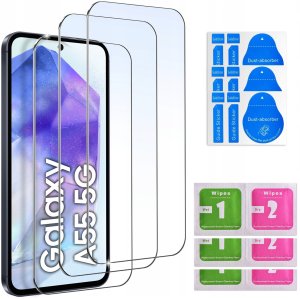 ZESTAW Etui do Samsung A55 5G Matowe Czarne Silikon Slim + 3 SZTUKI SZKŁO 4