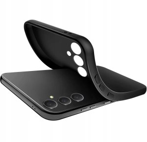 ZESTAW Etui do Samsung A55 5G Matowe Czarne Silikon Slim + 3 SZTUKI SZKŁO 5