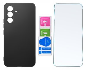 ZESTAW Etui do Samsung A56 5G Matowe Czarne Silikon 2 SZTUKI SZKŁO 6