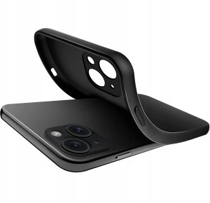 ZESTAW Etui do iPhone 13 | 14 Matowe Czarne Silikon 2 SZTUKI SZKŁO 4