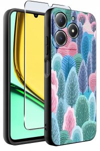 Etui do Realme C61 | C63 WZORY |SILIKONOWE MATT CASE + SZKŁO 9H 2