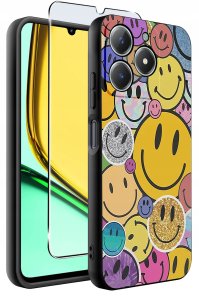 Etui do Realme C61 | C63 WZORY |SILIKONOWE MATT CASE + SZKŁO 9H 2